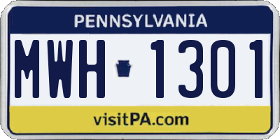 PA license plate MWH1301