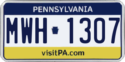 PA license plate MWH1307