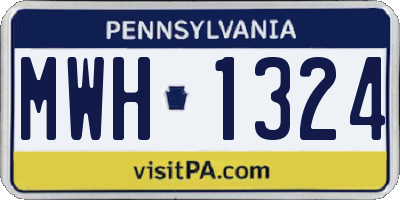 PA license plate MWH1324
