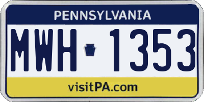 PA license plate MWH1353