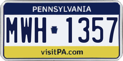 PA license plate MWH1357