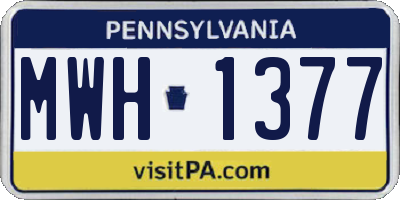 PA license plate MWH1377