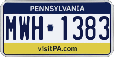 PA license plate MWH1383