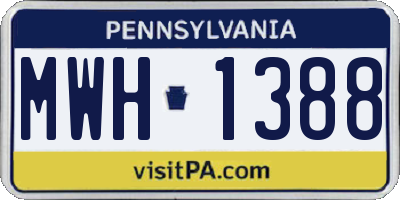 PA license plate MWH1388