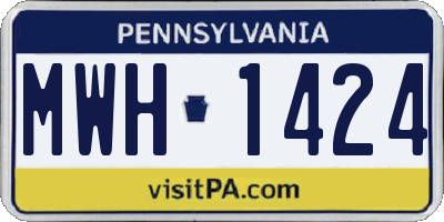 PA license plate MWH1424