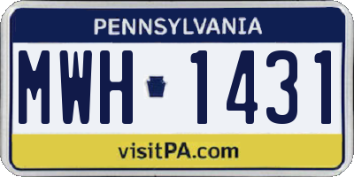 PA license plate MWH1431
