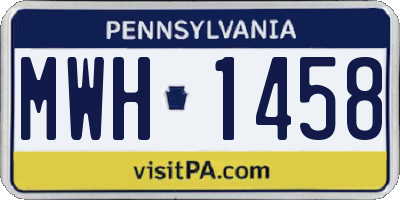 PA license plate MWH1458