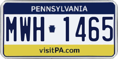 PA license plate MWH1465