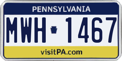 PA license plate MWH1467
