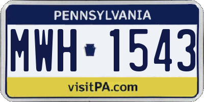 PA license plate MWH1543