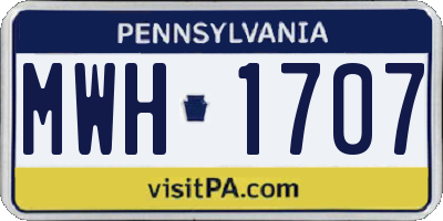 PA license plate MWH1707