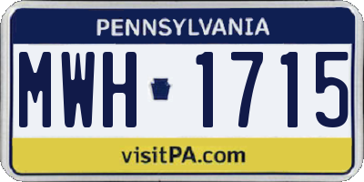 PA license plate MWH1715
