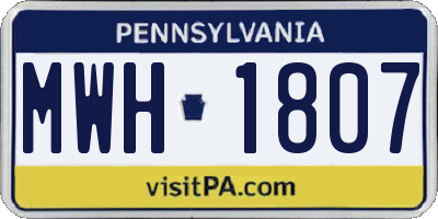 PA license plate MWH1807