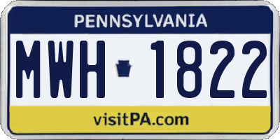PA license plate MWH1822