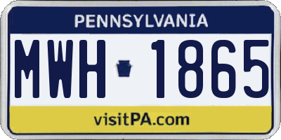 PA license plate MWH1865