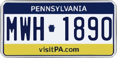 PA license plate MWH1890