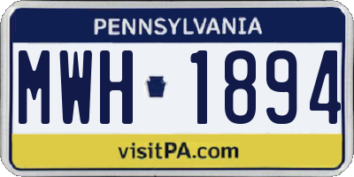 PA license plate MWH1894