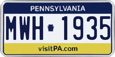 PA license plate MWH1935