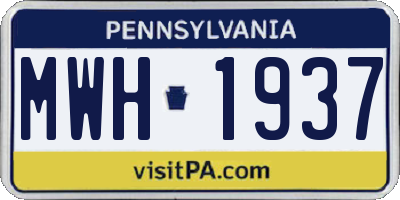 PA license plate MWH1937