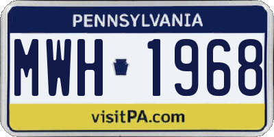 PA license plate MWH1968
