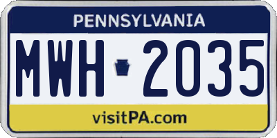 PA license plate MWH2035