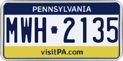 PA license plate MWH2135