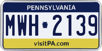 PA license plate MWH2139