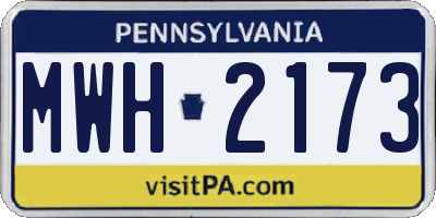 PA license plate MWH2173