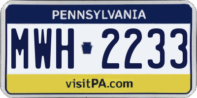 PA license plate MWH2233