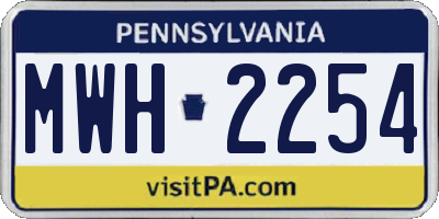 PA license plate MWH2254