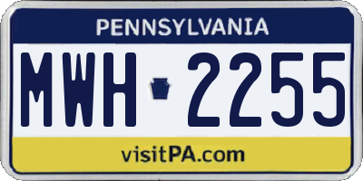 PA license plate MWH2255