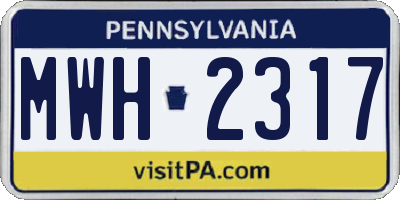 PA license plate MWH2317