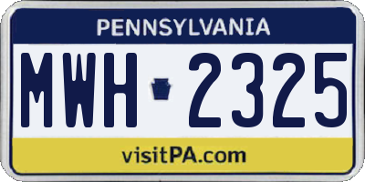 PA license plate MWH2325