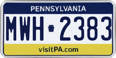 PA license plate MWH2383