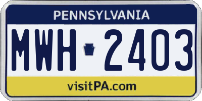 PA license plate MWH2403