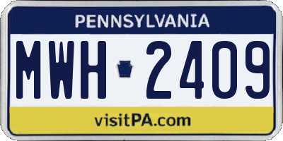 PA license plate MWH2409