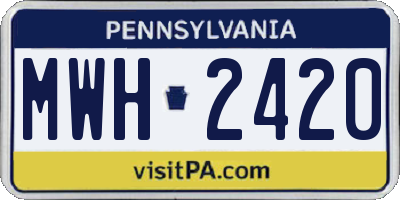 PA license plate MWH2420
