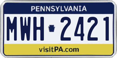 PA license plate MWH2421
