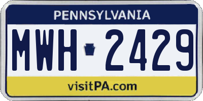 PA license plate MWH2429