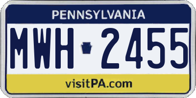PA license plate MWH2455