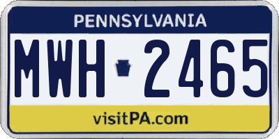 PA license plate MWH2465