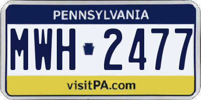 PA license plate MWH2477
