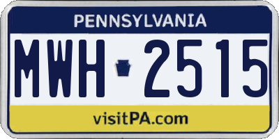 PA license plate MWH2515