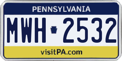 PA license plate MWH2532