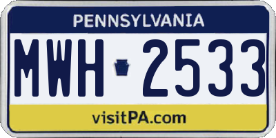 PA license plate MWH2533