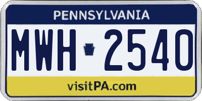 PA license plate MWH2540