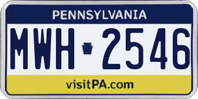 PA license plate MWH2546