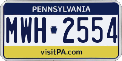 PA license plate MWH2554