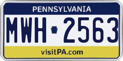 PA license plate MWH2563