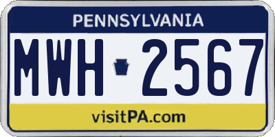 PA license plate MWH2567